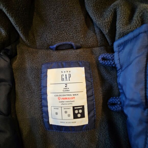 GAP Blue Water Resistant Jacket With Hood Toddler Boys 2T - Picture 3 of 10